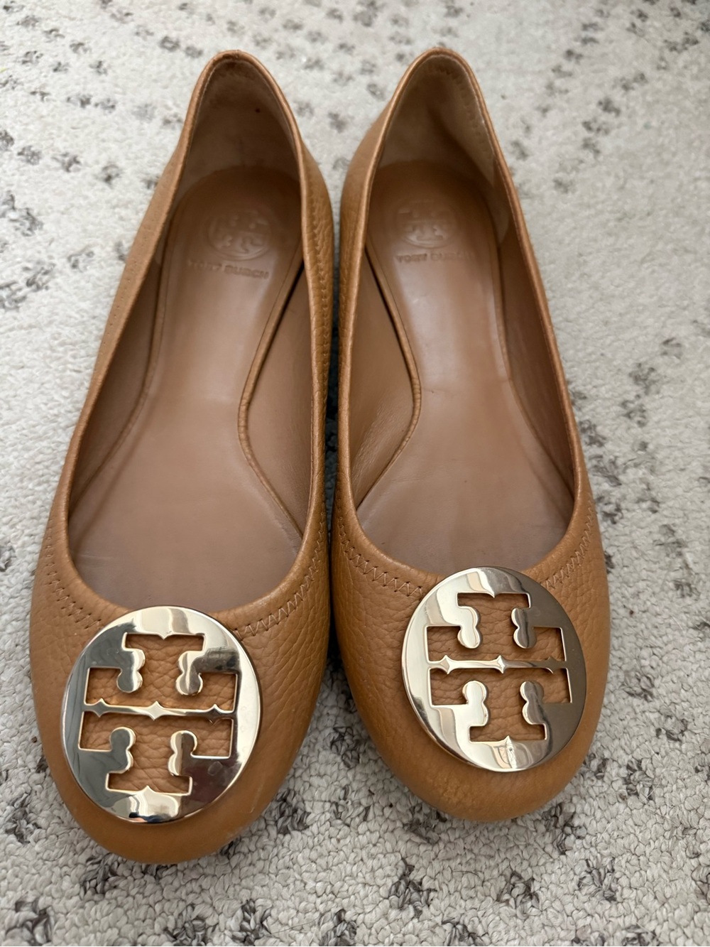 Tory Burch Reva Ballet Flats- Royal Tan/Gold size 9